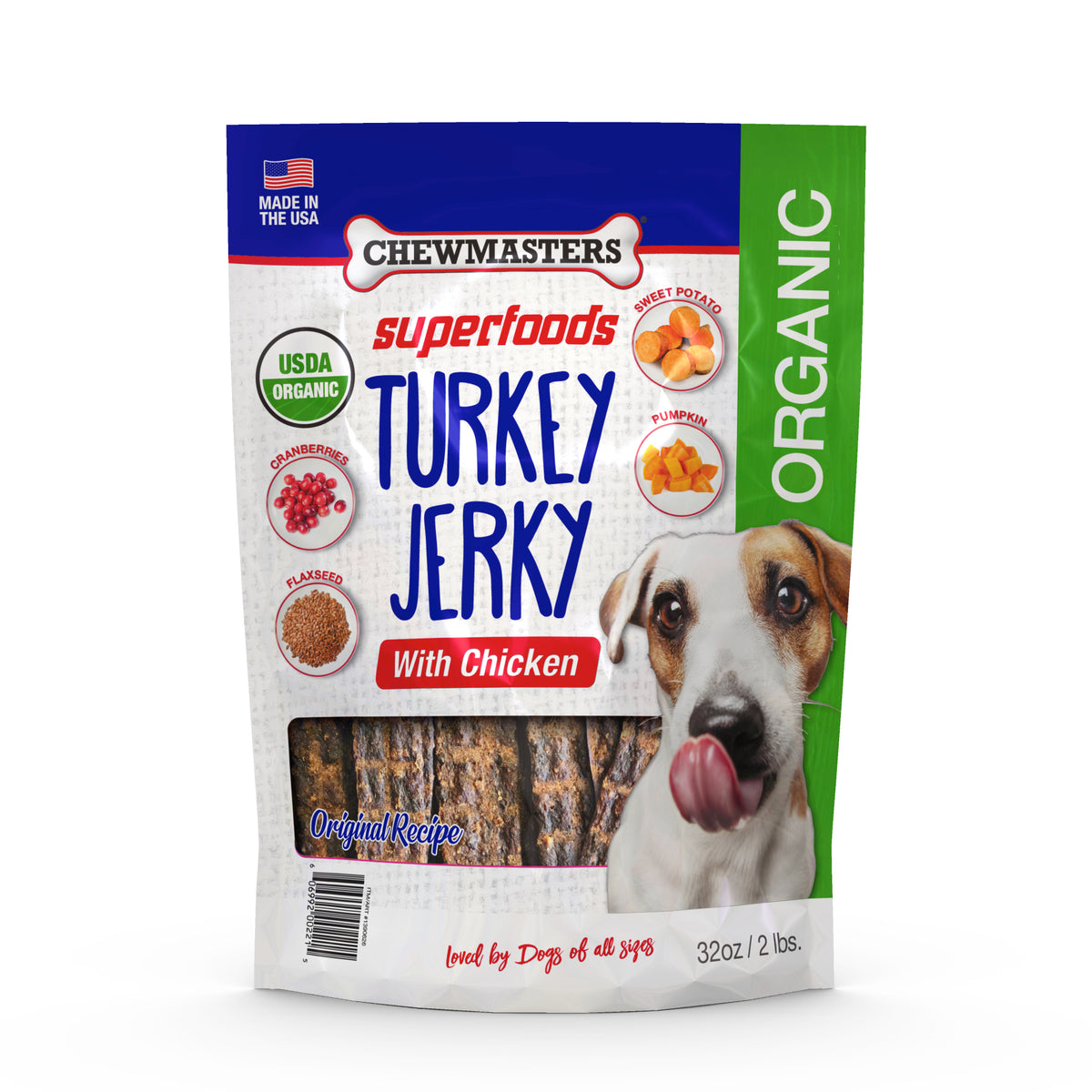 Organic Superfoods Turkey Jerky with Chicken - Wholesome, Delicious & Nutritious Dog Treats